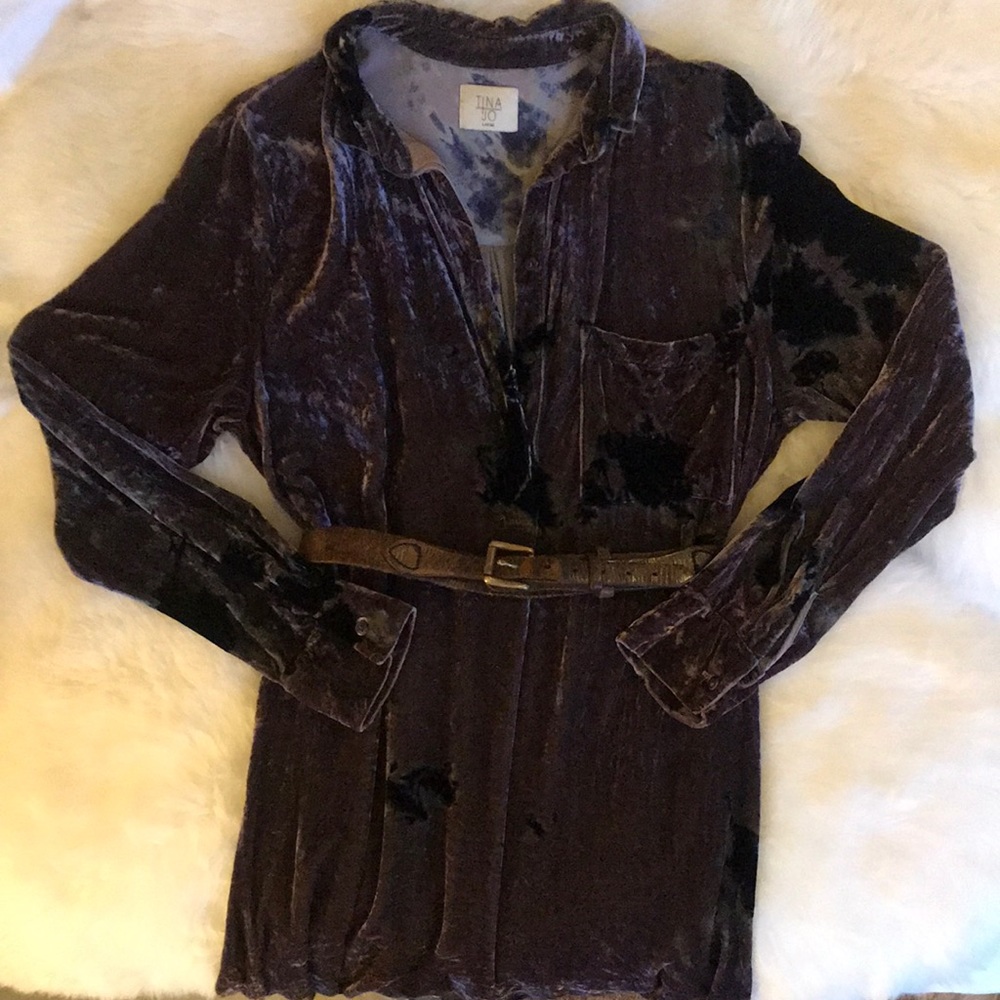 Tina + Jo Velvet Long Sleeve Purple Dress NWOT